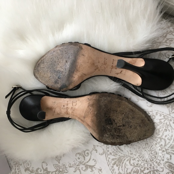 CHRISTIAN DIOR Black Leather Ankle Strap Heels - Picture 4 of 4